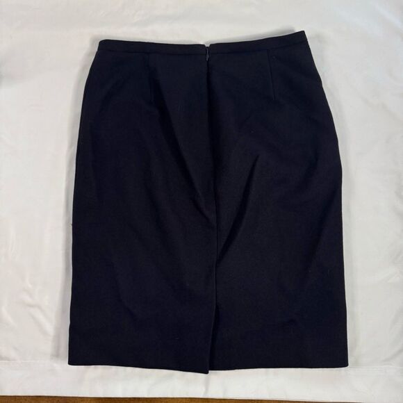 J Crew Size 6 Navy Blue Pencil Skirt Knee Length Wool Lined Back Zip Office - Picture 6 of 6